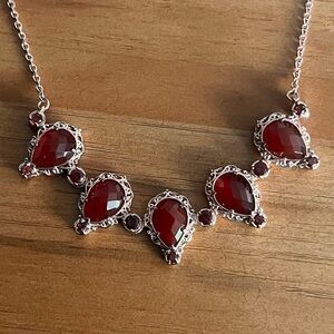 18k Rose Gold Plated on Bronze Red Gemstone Convertible Necklace Beria